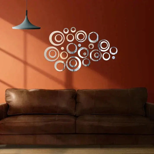 3D Ring 42 Silver Acrylic mirror for wall decor Ifrah Souq