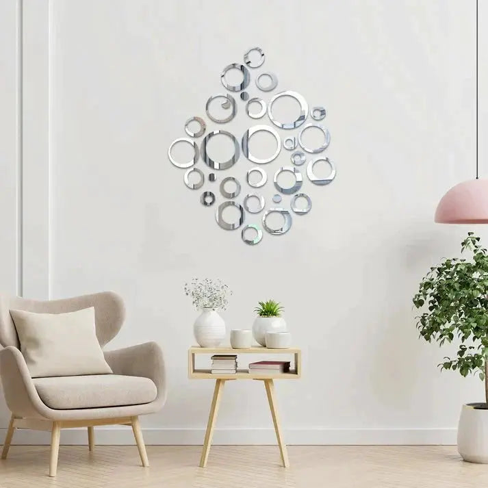 3D Ring 42 Silver Acrylic mirror for wall decor Ifrah Souq